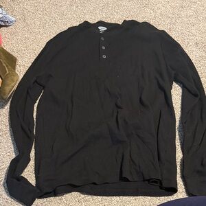 Old Navy Black Long Sleeve Henley